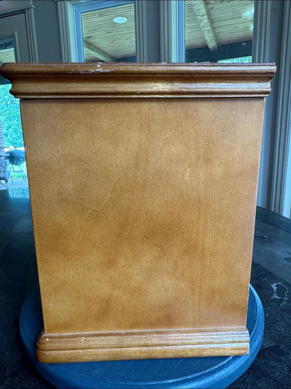 Vintage Wood Jewelry Box red lined